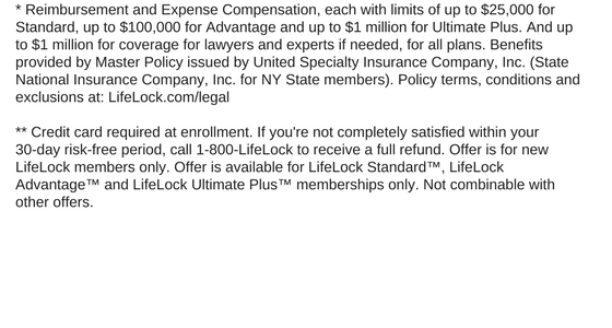 LifeLock Legal Notation